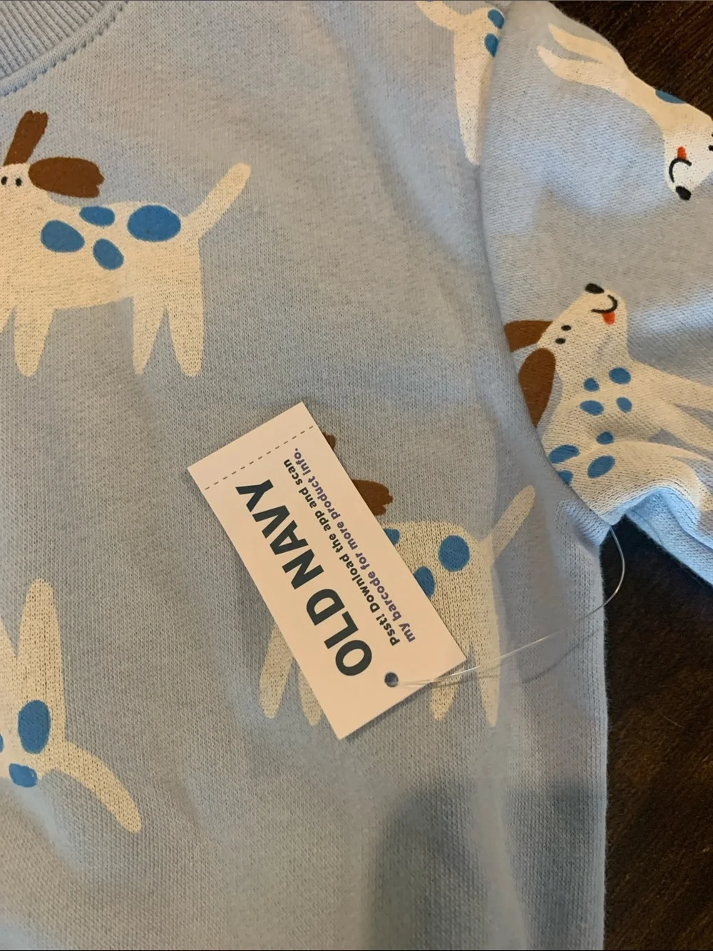 Old Navy Cream & Light Blue Footed One-Piece and Set with Penguins & Dogs